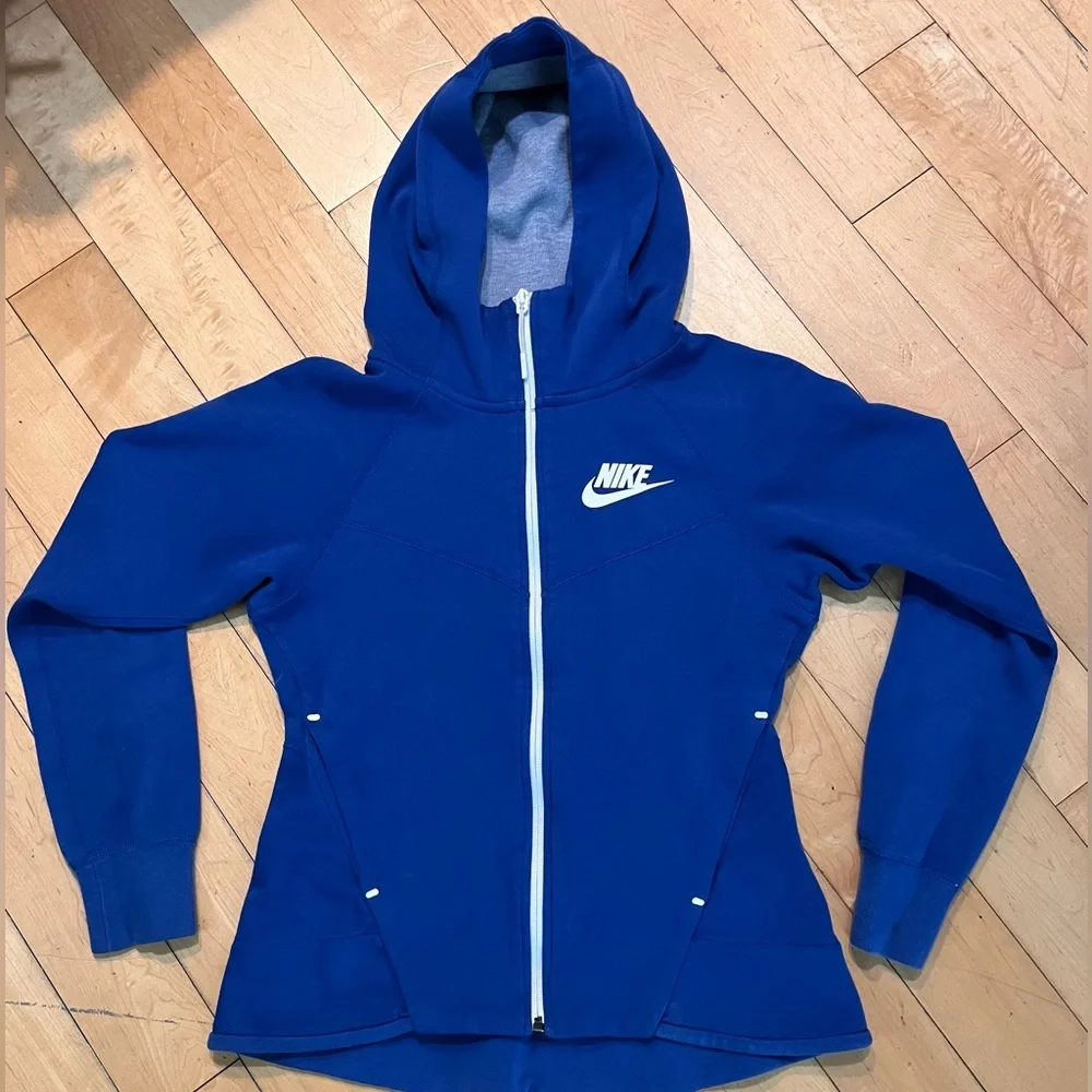 Nike Blue Full-Zip Hooded Jacket with White Logo